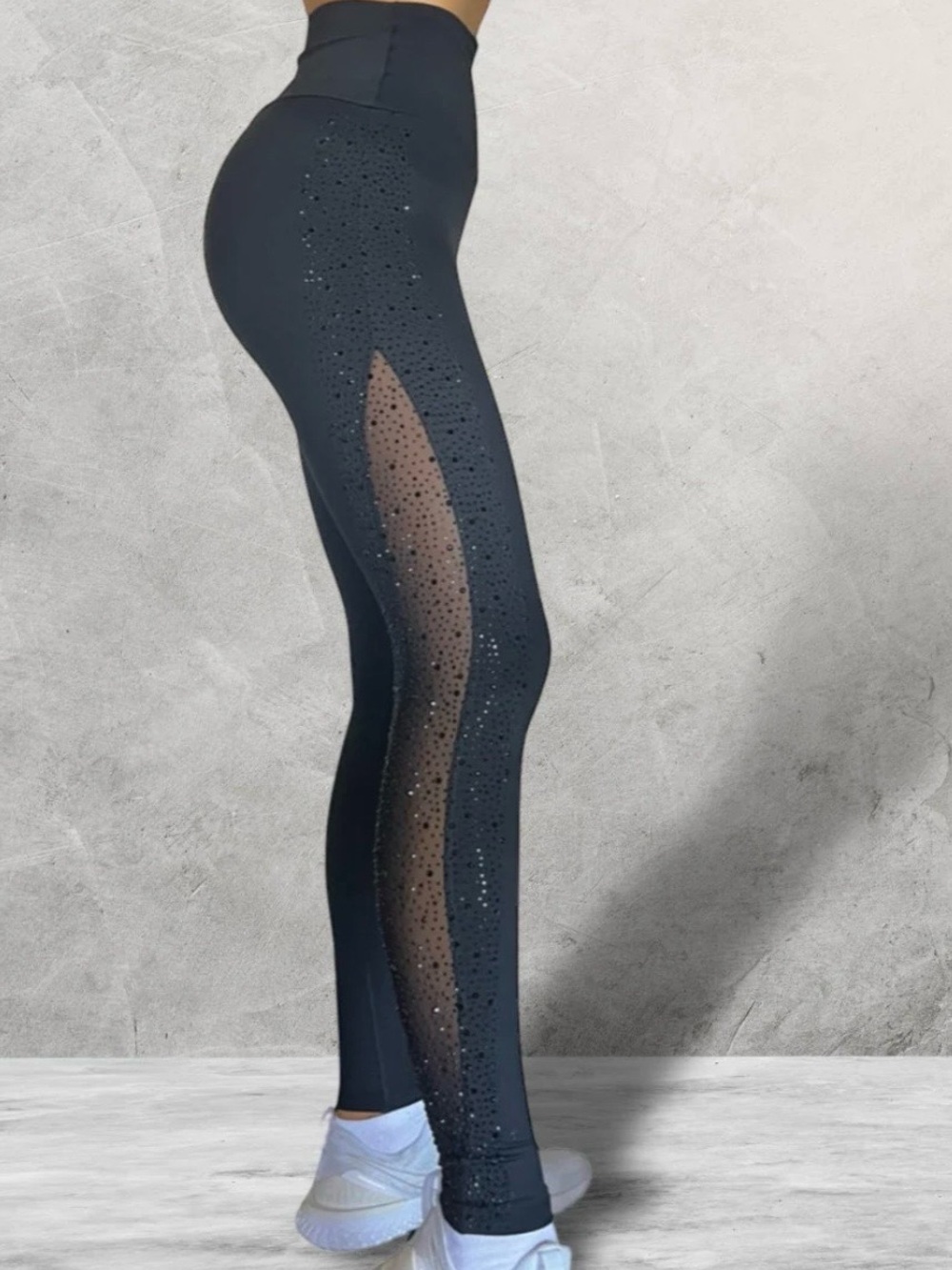 LUXEIT diamond caviar black high waisted leggings-large NWOT